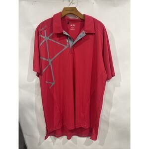 Adidas Adizero Men Large Moisture Wicking Collared Red Polo Golf Tennis Vented